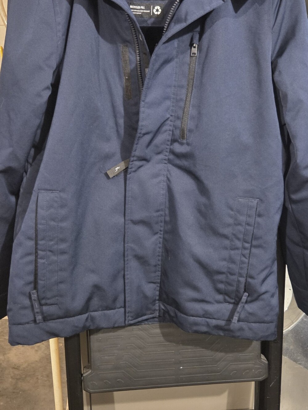 HOLISTER Men's Navy Waterproof Jacket with Zip Pockets
